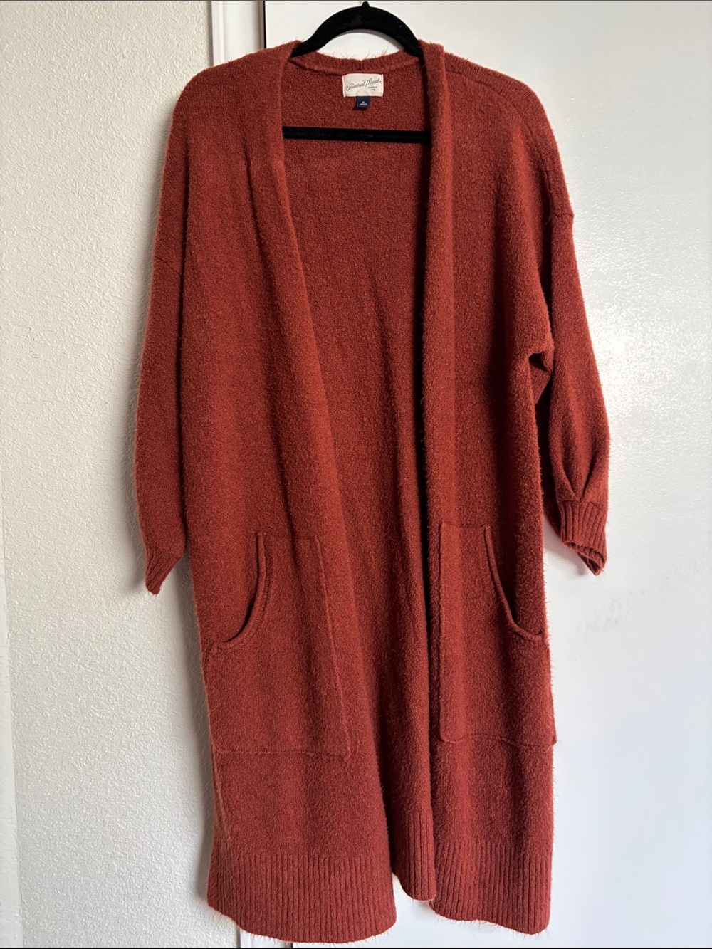 Universal Thread Long Open-Front Cardigan in Rust